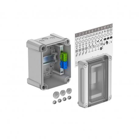 Distributore piccolo con 3 unità modulari, con morsettiera, in polistirolo