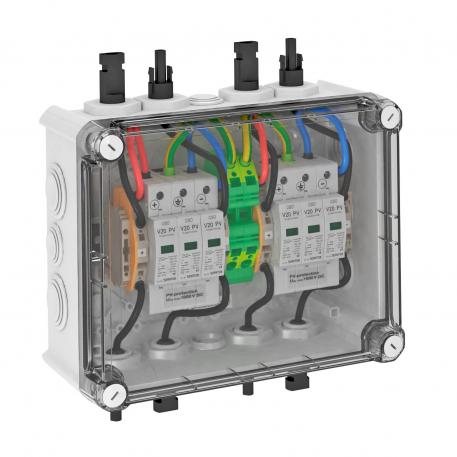 Soluzione di sistema FV tipo 2 con connettore MC4 per WR con 2 tracker MPP, 1000 V DC