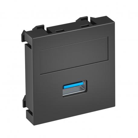 Porta USB 2.0/3.0, 1 modulo, uscita diritta, come attacco a vite Nero-grigio; RAL 7021