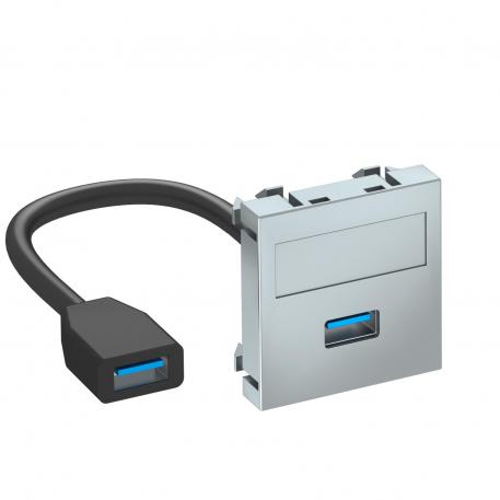 Porta USB 2.0 / 3.0, 1 modulo, uscita diritta, con cavo di collegamento alluminio laccato