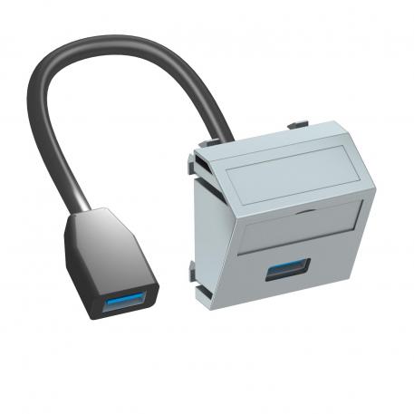 Porta USB 2.0/3.0, 1 modulo, uscita inclinata, con cavo di collegamento alluminio laccato